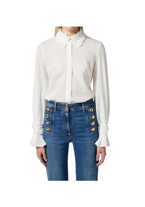 Camicia Elisabetta Franchi donna CA10552E2 360 avorio ricami floreali ELISABETTA FRANCHI | Camicie | CA10552E2360